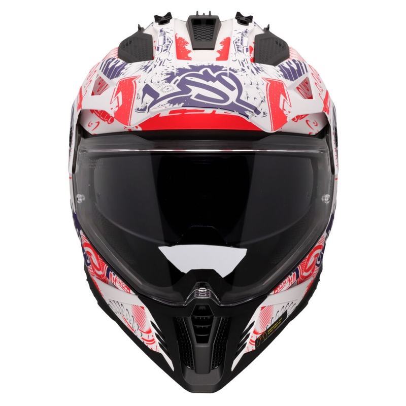 Enduro motoristična čelada LS2 MX702 Pioneer II Fantasy belo-rdeče-modra