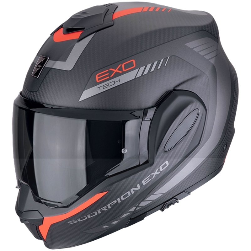 Motoristična čelada na preklop Scorpion EXO-TECH EVO CARBON COSY mat črno-rdeča