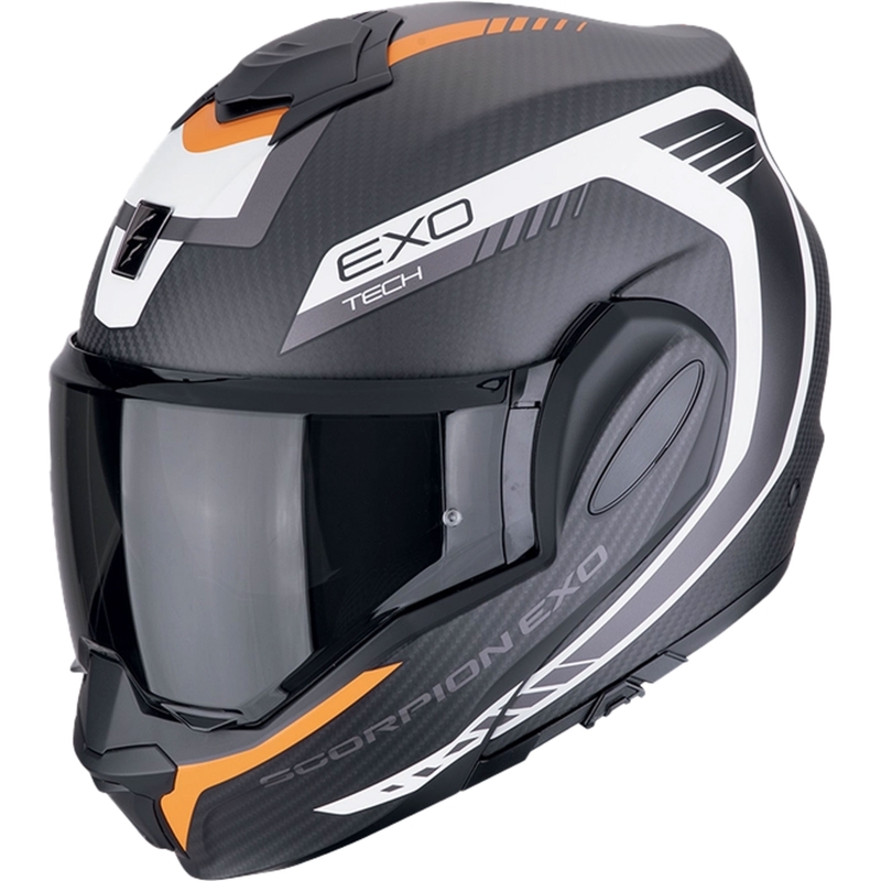 Motoristična čelada na preklop Scorpion EXO-TECH EVO CARBON COSY mat črno-oranžna