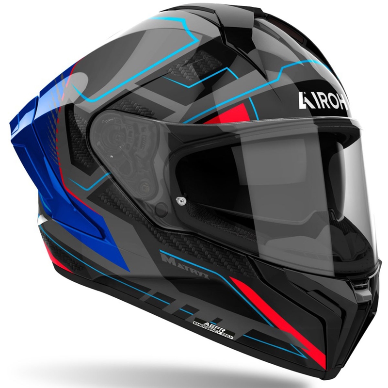 Celoobrazna motoristična čelada Airoh MATRYX Rocket sijajno modro-rdeča