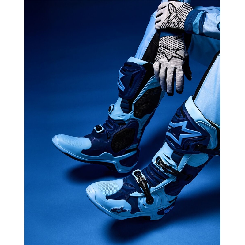 Moto škornji Alpinestars Tech 10 Limited Edition Steelers modro-svetlo modri