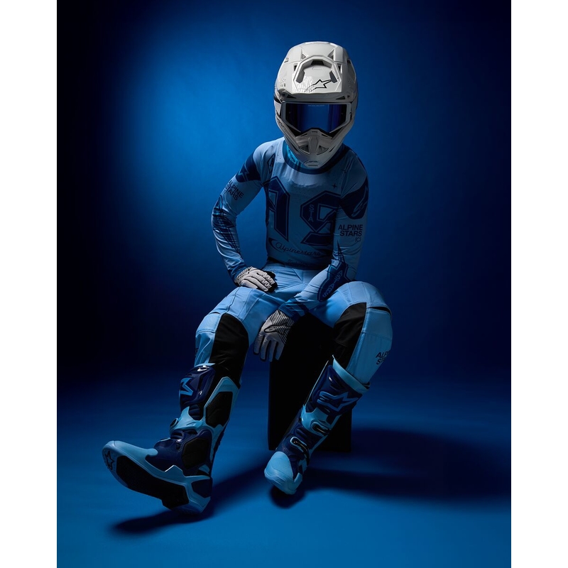 Moto škornji Alpinestars Tech 10 Limited Edition Steelers modro-svetlo modri