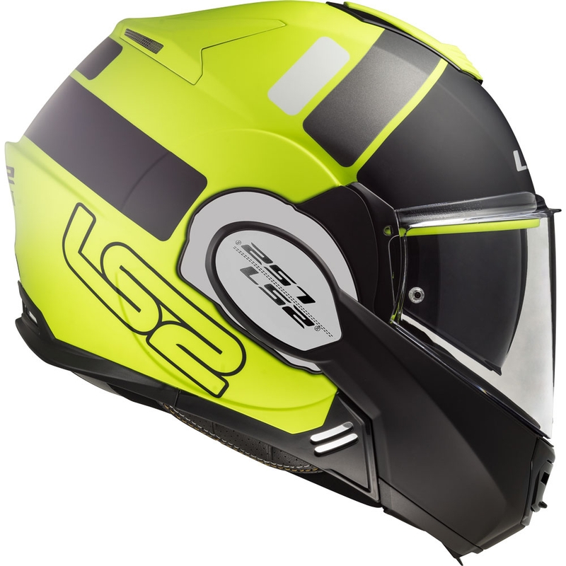 LS2 FF399 Valiant Prox črno-fluo rumena motoristična čelada s preklopom navzgor