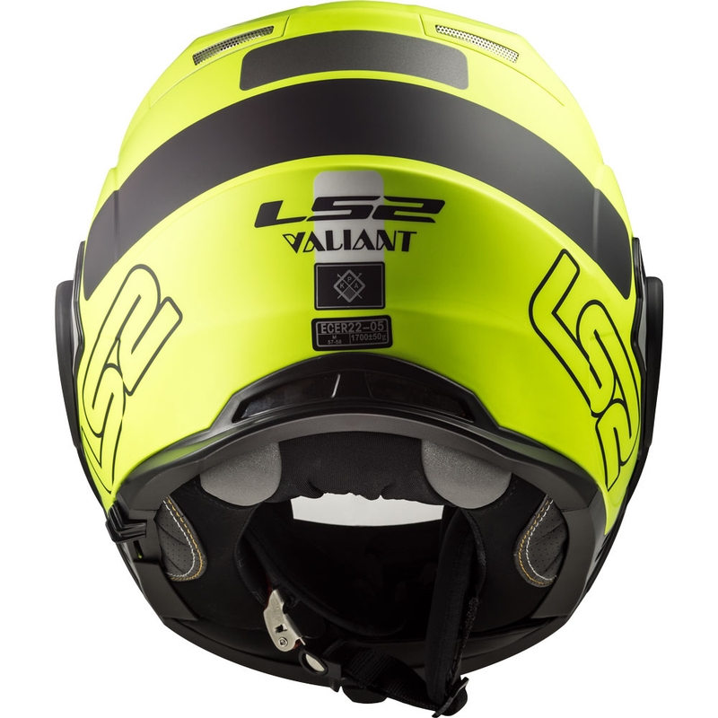 LS2 FF399 Valiant Prox črno-fluo rumena motoristična čelada s preklopom navzgor
