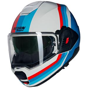 Motoristična čelada Nolan N120-1 Lineo N-COM 347 zložljiva bela-modro-rdeča