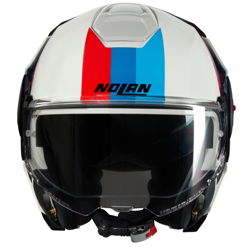 Motoristična čelada Nolan N120-1 Lineo N-COM 347 zložljiva bela-modro-rdeča