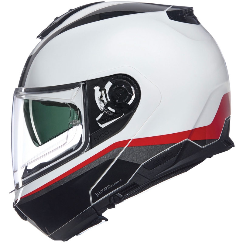 Motoristična čelada Nolan N100-6 Incognito N-COM 344 bela-črna-rdeča