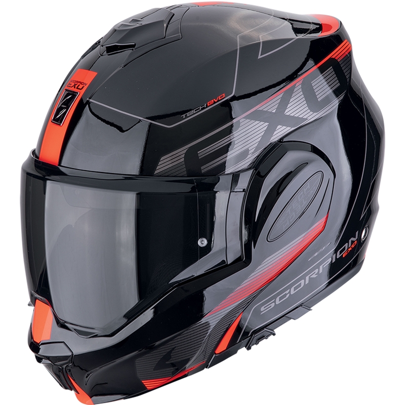 Motoristična čelada na preklop Scorpion EXO-TECH EVO TRAVELER črno-rdeča