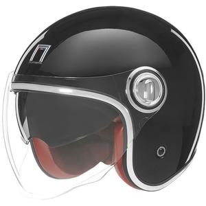 NOX PREMIUM Heritage odprta motoristična čelada črne barve