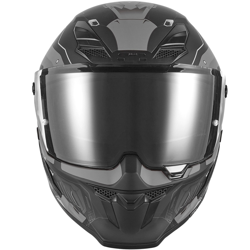 NOX Exclusive Goliath Berserk motoristična čelada z integriranim obrazom, mat črno-titanova