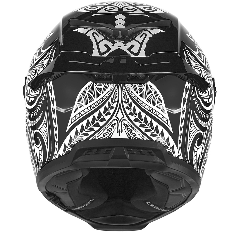 NOX Exlusiv Goliath Maori motoristična čelada z integriranim obrazom črno-bela