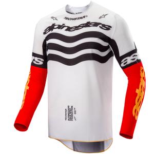 Motokros dres Alpinestars Techstar omejena izdaja temno črno-belo-fluo rdeče-oranžna