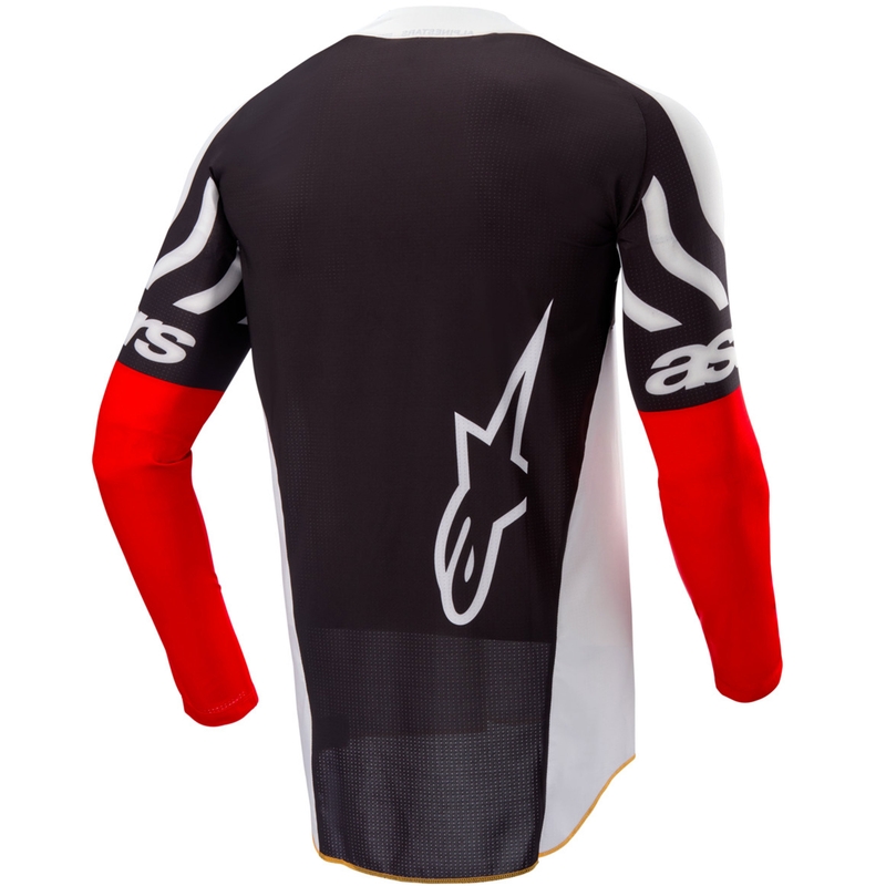 Motokros dres Alpinestars Techstar omejena izdaja temno črno-belo-fluo rdeče-oranžna