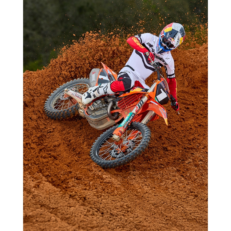Motokros hlače Alpinestars Techstar omejena izdaja temno črno-belo-fluo rdeče-oranžne