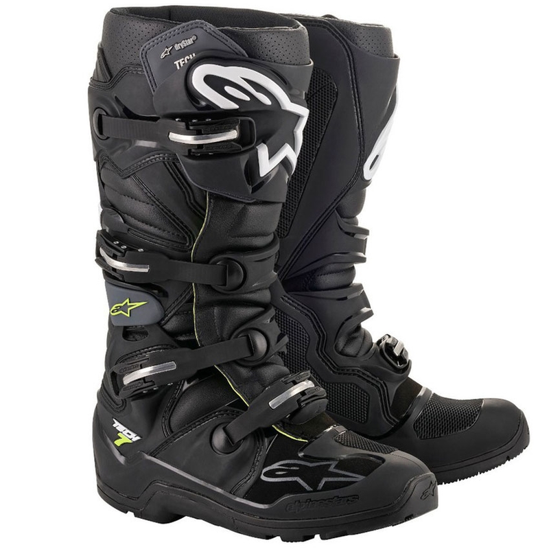 Moto škornji Alpinestars Tech 7 Enduro Drystar črno-sivo-fluo rumeni