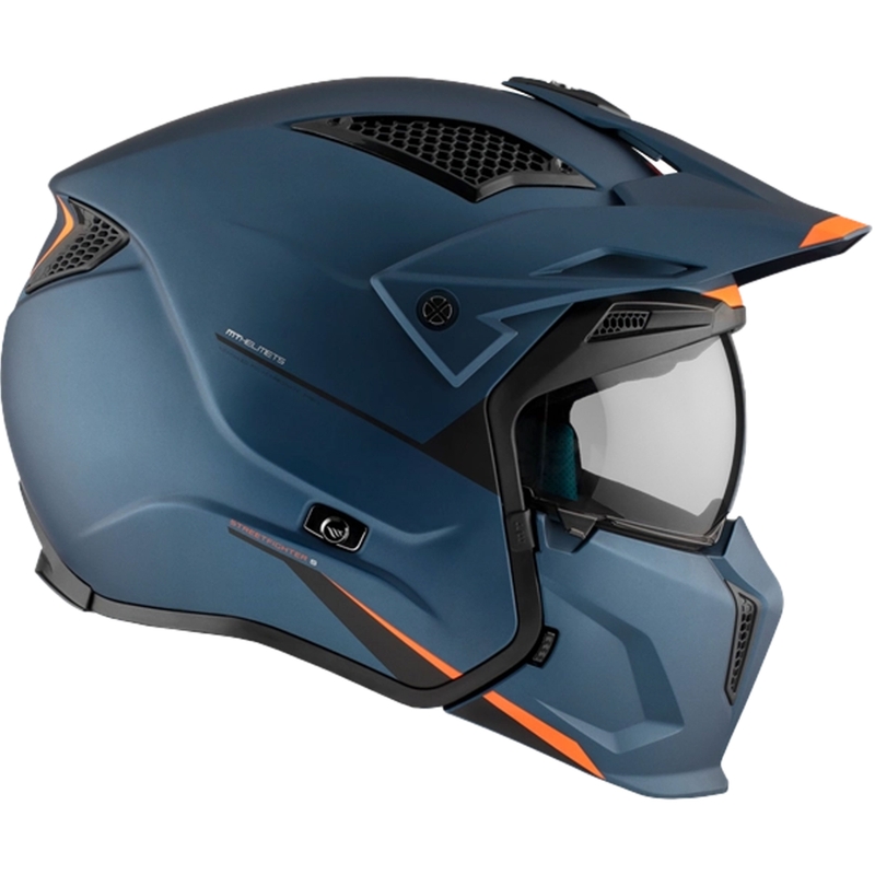 Odprta obrazna čelada z masko MT Streetfighter SV S Solid A7 mat modra