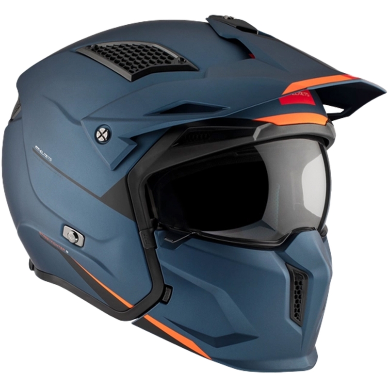 Odprta obrazna čelada z masko MT Streetfighter SV S Solid A7 mat modra