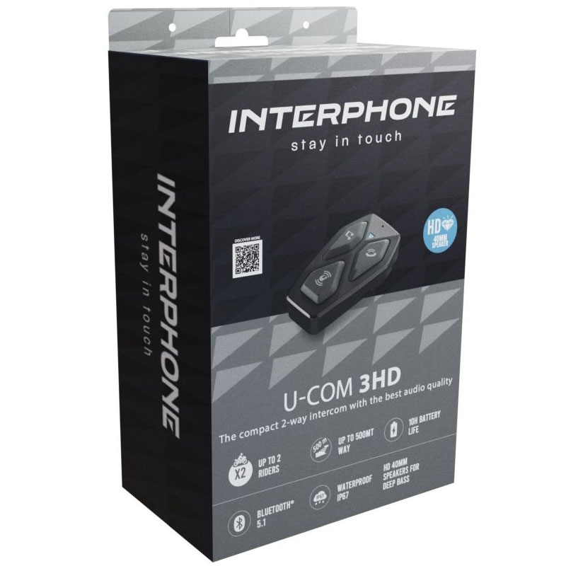 Bluetooth slušalke za zaprte in odprte čelade Interphone U-COM3 z HD zvočniki