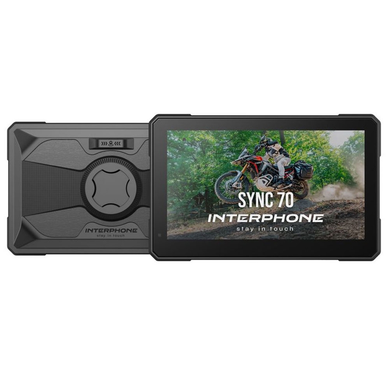 Interfon SYNC70 ESSENTIAL z zaslonom Apple CarPlay in Android Auto za motorna kolesa