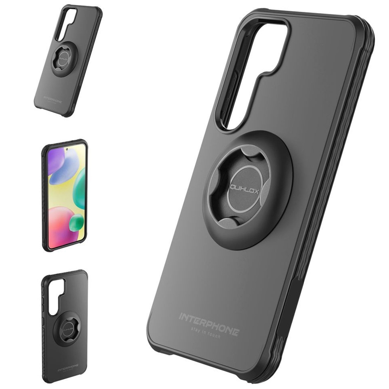Zaščitni ovitek Interphone QUIKLOX Tetraforce za Samsung Galaxy S25 črne barve