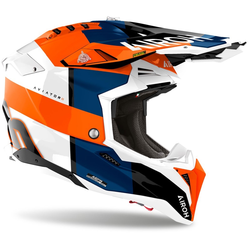 Motokros čelada Airoh Aviator 3 Monarch sijajno oranžna