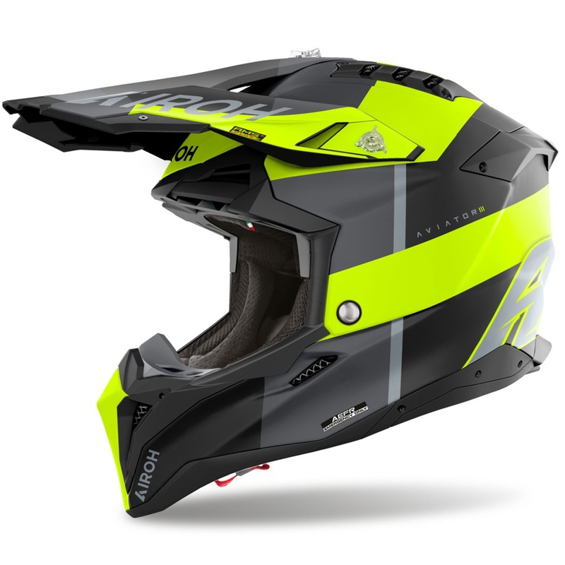 Motokros čelada Airoh Aviator 3 Monarch mat rumena
