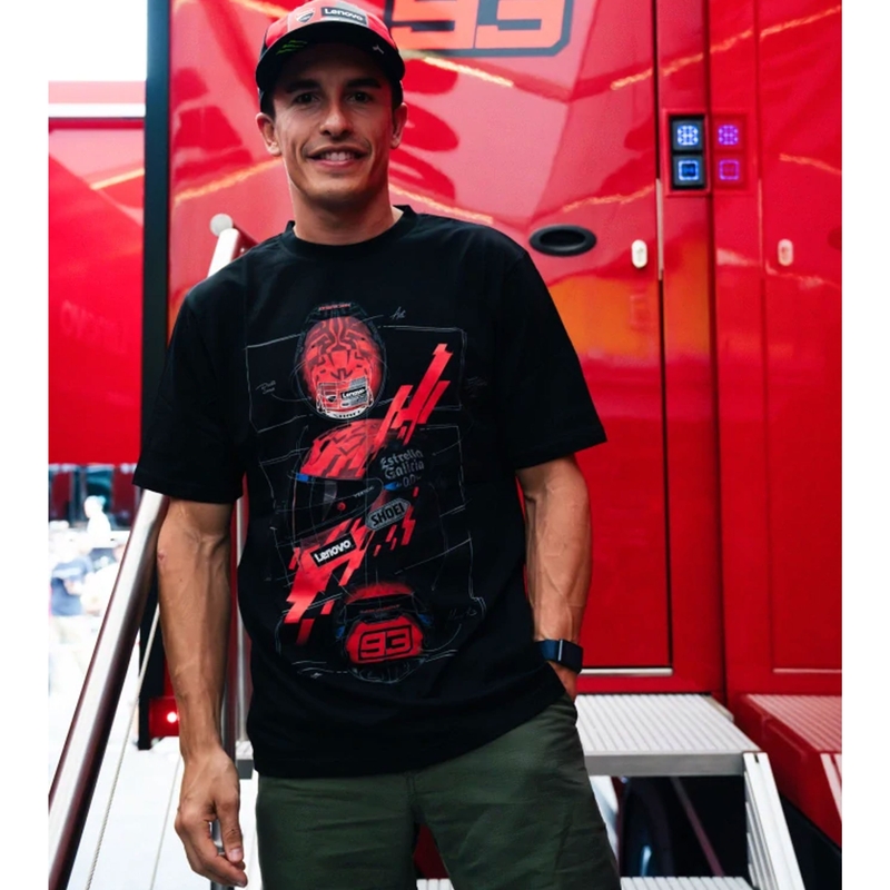 Majica Ducati Marc Marquez - čelada MotoGP črno-rdeča