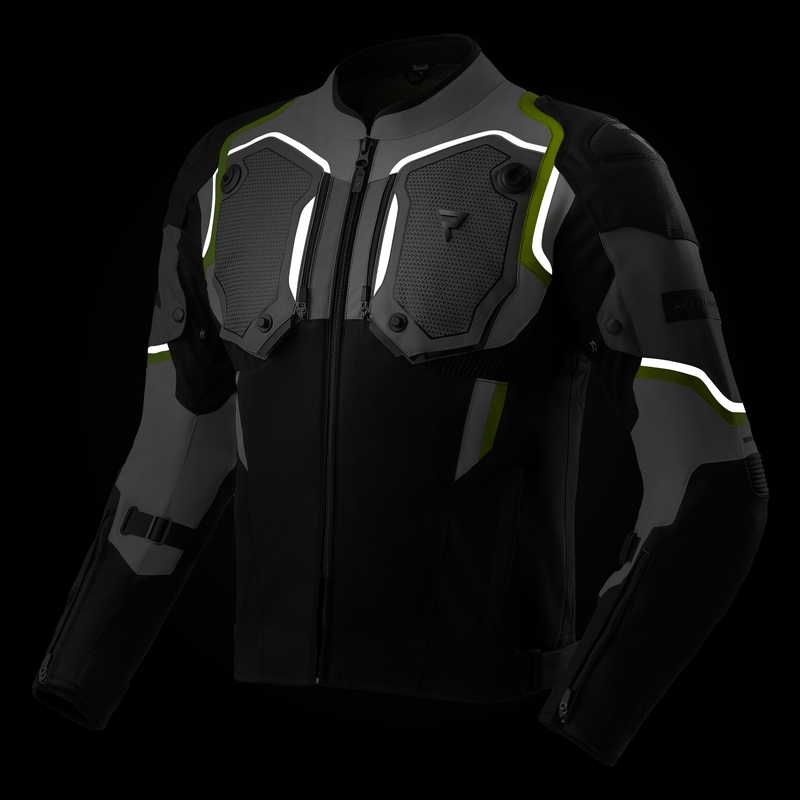 Motoristična jakna Rebelhorn Borg II črno-sivo-fluo rumena