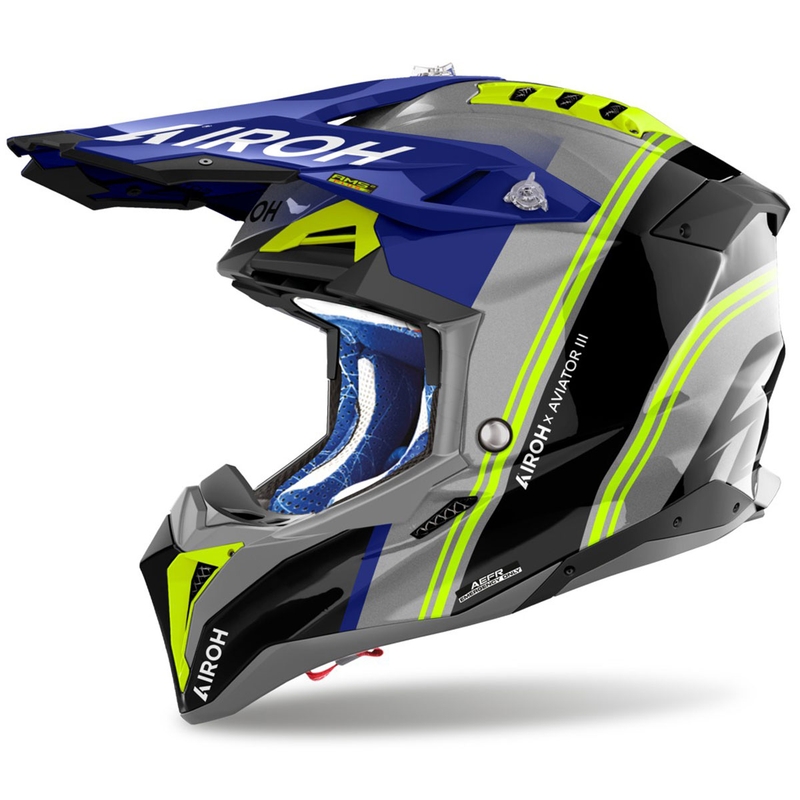 Motokros čelada Airoh Aviator 3 Hima modra sijajna