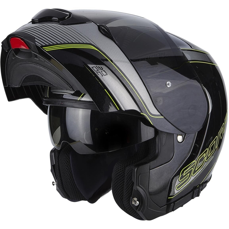 Zložljiva motoristična čelada Scorpion EXO-3000 Stroll black-fluo yellow - II. kakovost