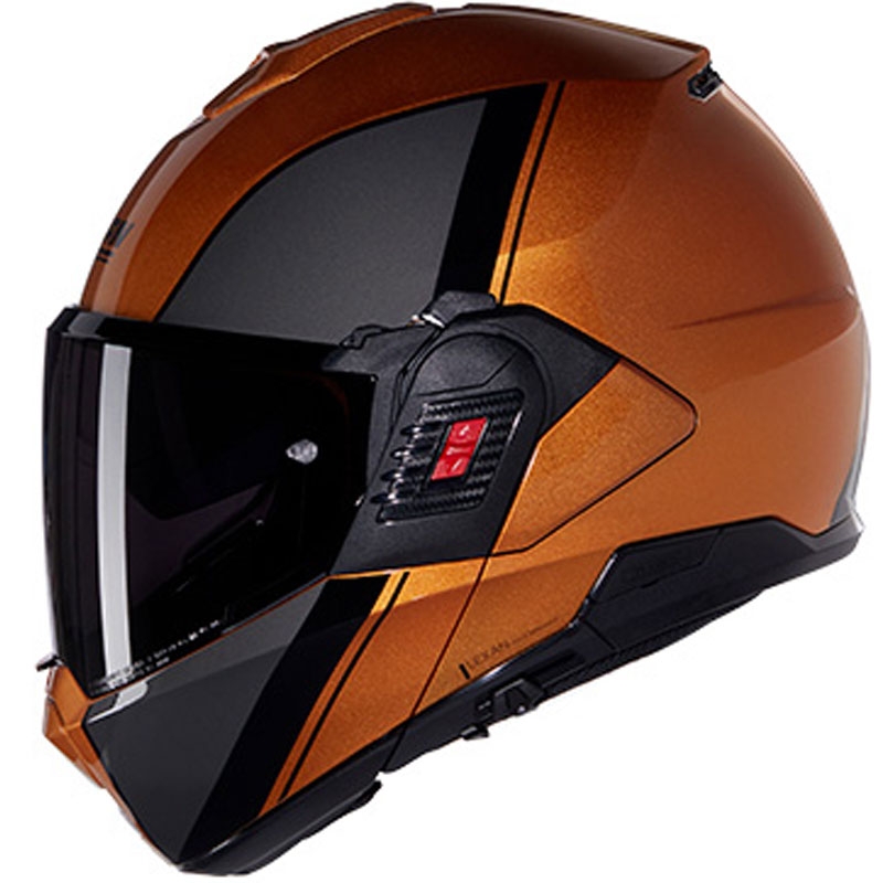 Motoristična čelada Nolan N120-1 Verniciatura Speciale N-COM 342 oker-črna