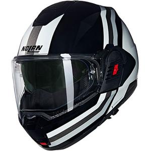 Motoristična čelada Nolan N120-1 Lineo N-COM 348 črno-belo-srebrna
