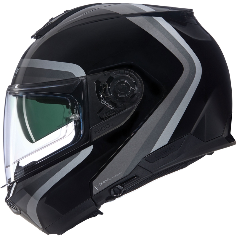 Motoristična čelada Nolan N100-6 Assoluto N-COM 349, črno-siva, zložljiva