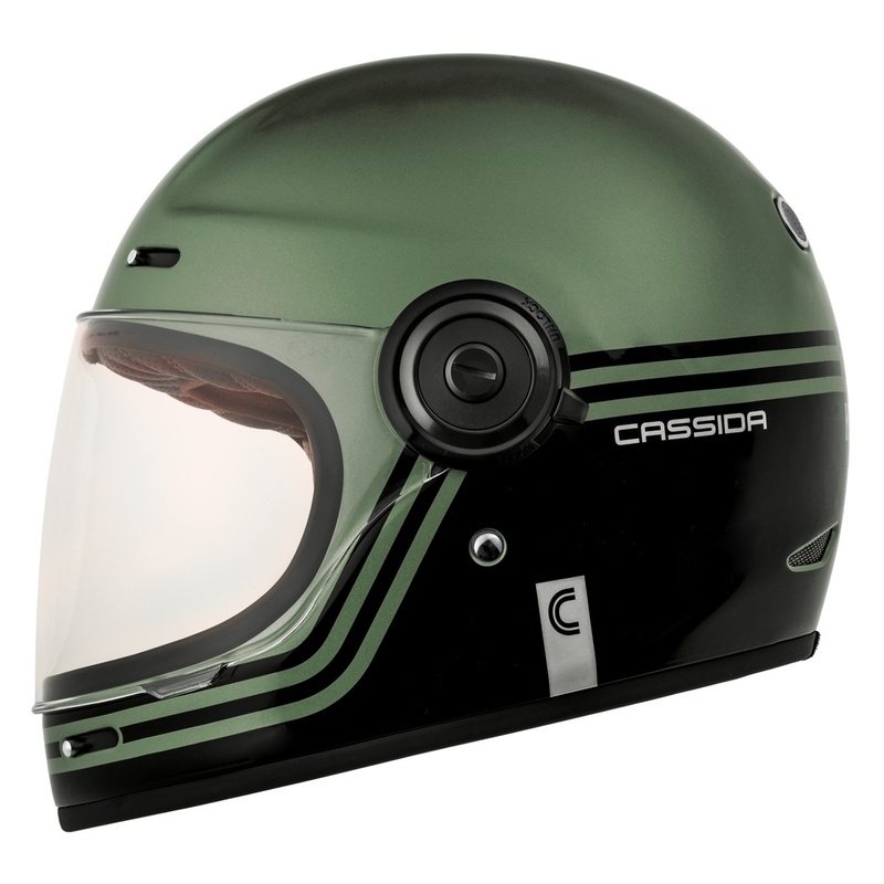 Cassida Fibre Super Hooligan motoristična čelada z integriranim obrazom črno-zelena,  - II. kakovost
