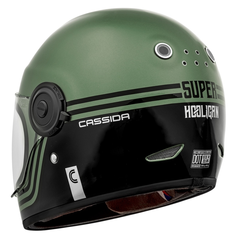 Cassida Fibre Super Hooligan motoristična čelada z integriranim obrazom črno-zelena,  - II. kakovost