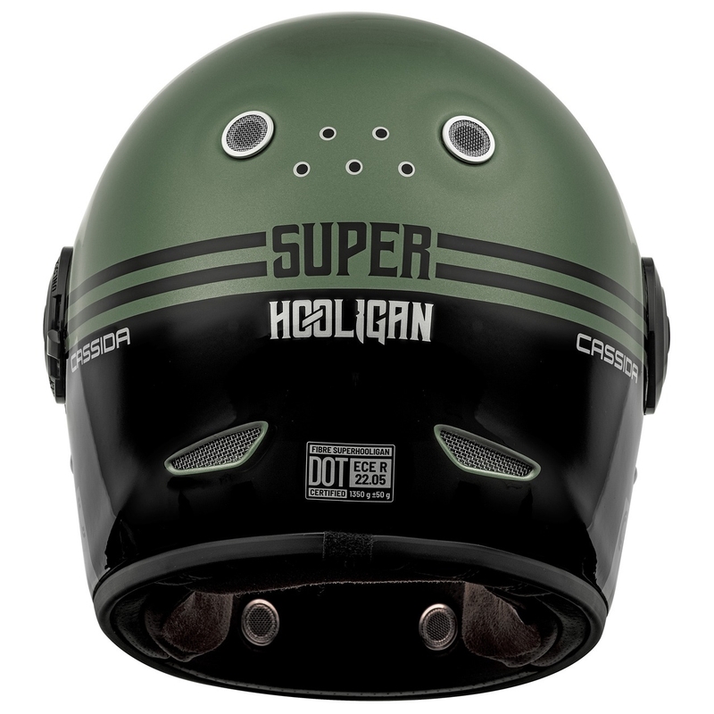 Cassida Fibre Super Hooligan motoristična čelada z integriranim obrazom črno-zelena,  - II. kakovost