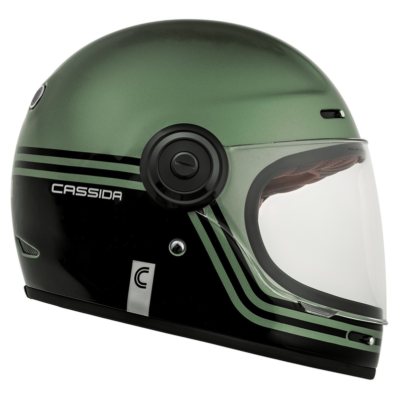 Cassida Fibre Super Hooligan motoristična čelada z integriranim obrazom črno-zelena,  - II. kakovost