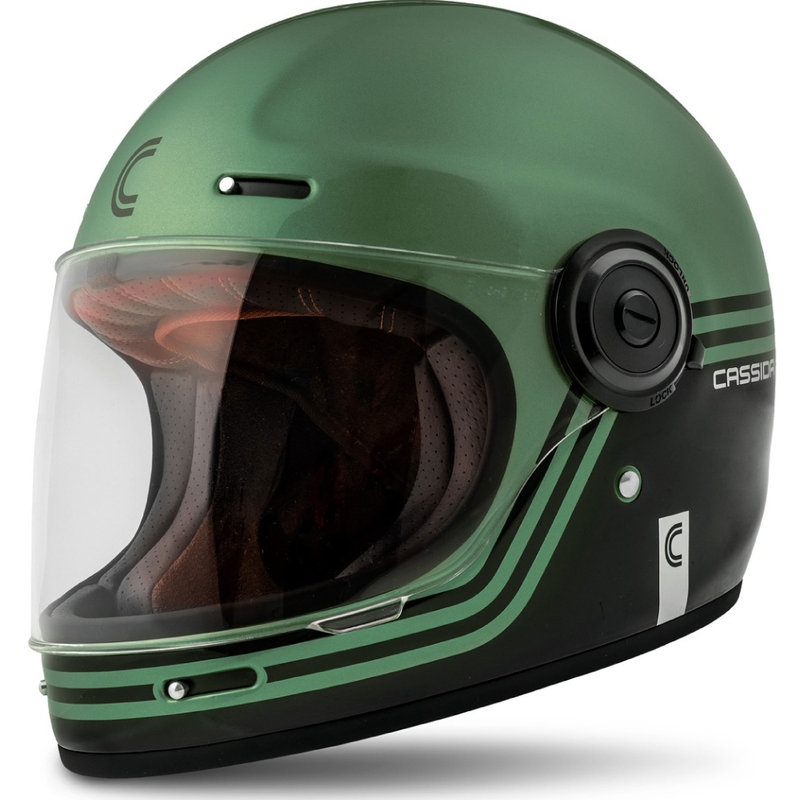 Cassida Fibre Super Hooligan motoristična čelada z integriranim obrazom črno-zelena,  - II. kakovost