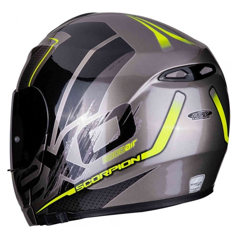 Scorpion EXO-3000 Air Creed titanium-črna-fluo rumena čelada s prevračanjem razprodaja