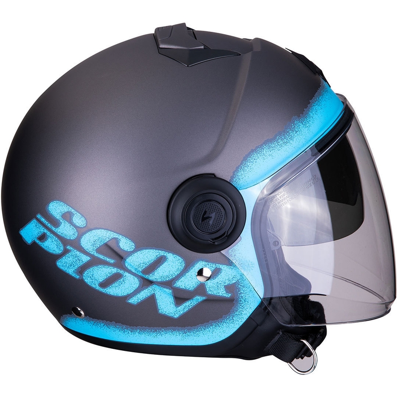 Odprta motoristična čelada Scorpion EXO-CITY Blurr srebrno-modra