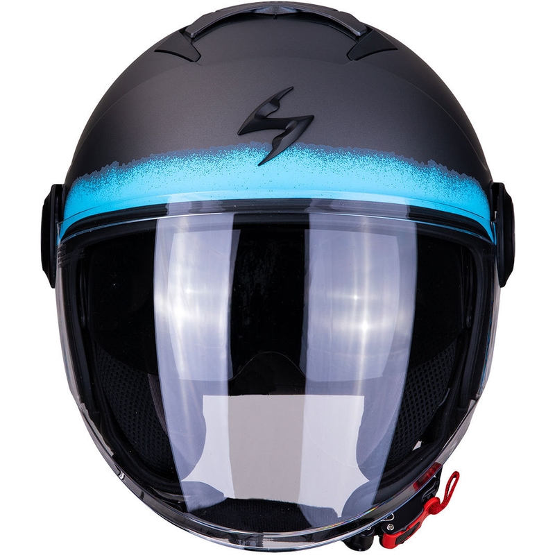 Odprta motoristična čelada Scorpion EXO-CITY Blurr srebrno-modra
