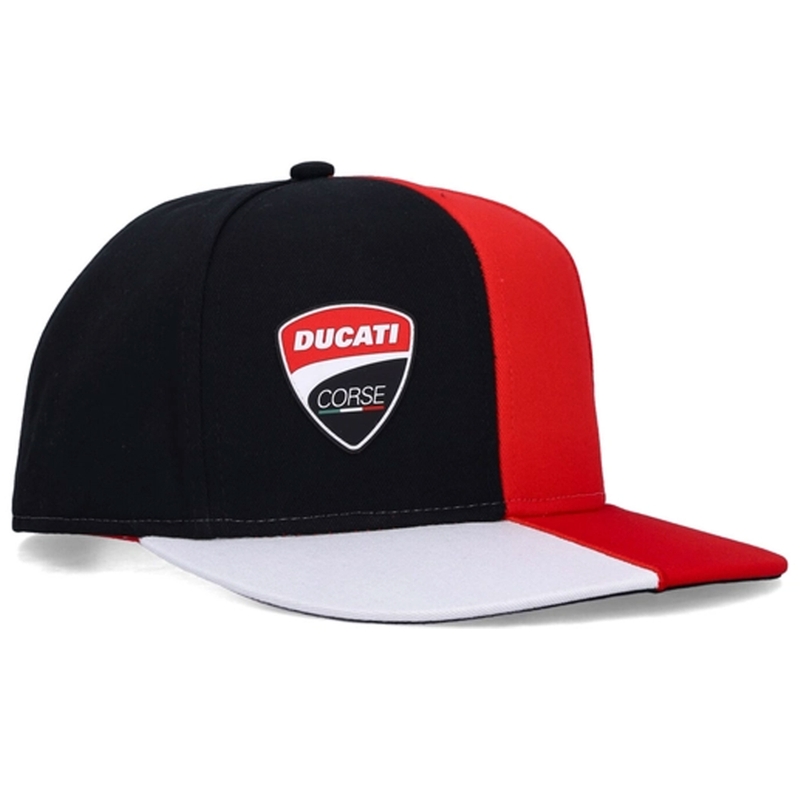 Kapa Ducati Flat Cap rdeče-črno-bela