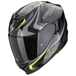 Scorpion EXO-520 EVO AIR TERRA motoristična čelada z integriranim obrazom črno-srebrna-fluo rumena