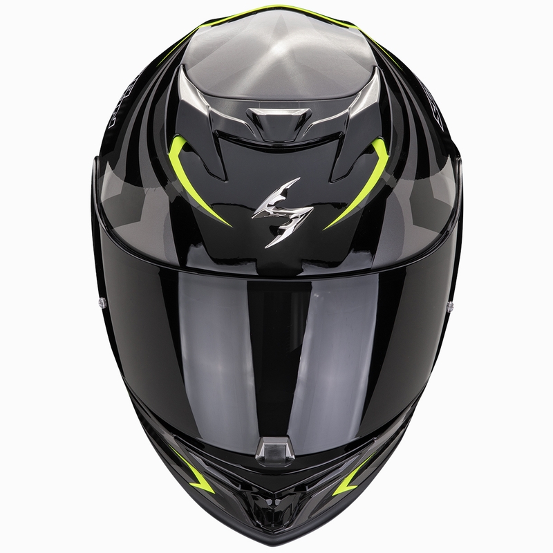 Scorpion EXO-520 EVO AIR TERRA motoristična čelada z integriranim obrazom črno-srebrna-fluo rumena razprodaja