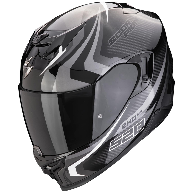 Scorpion EXO-520 EVO AIR TERRA motoristična čelada z integriranim obrazom črno-srebrno-bela razprodaja