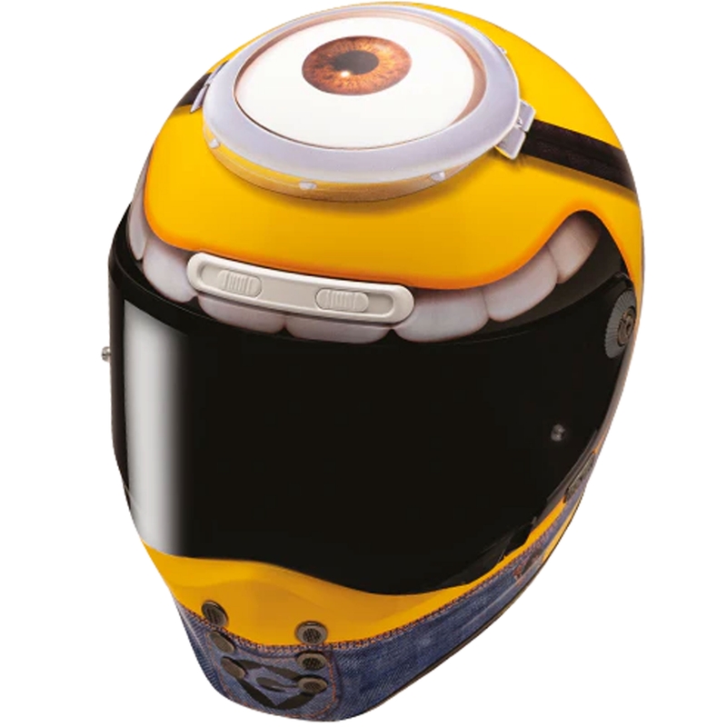 Moto čelada HJC V10 Stuart Minions MC3 z integriranim obrazom rumeno-modra