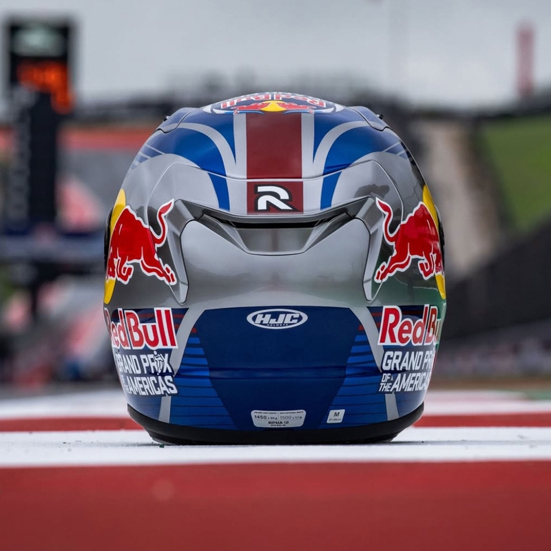Celoobrazna motoristična čelada HJC RPHA 12 Red Bull Austin GP II MC21 modro-siva