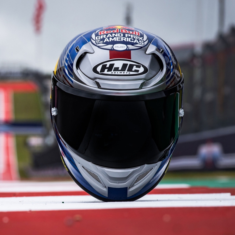 Celoobrazna motoristična čelada HJC RPHA 12 Red Bull Austin GP II MC21 modro-siva