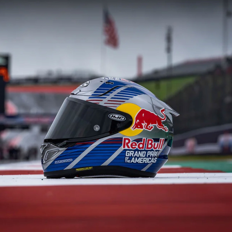 Celoobrazna motoristična čelada HJC RPHA 12 Red Bull Austin GP II MC21 modro-siva