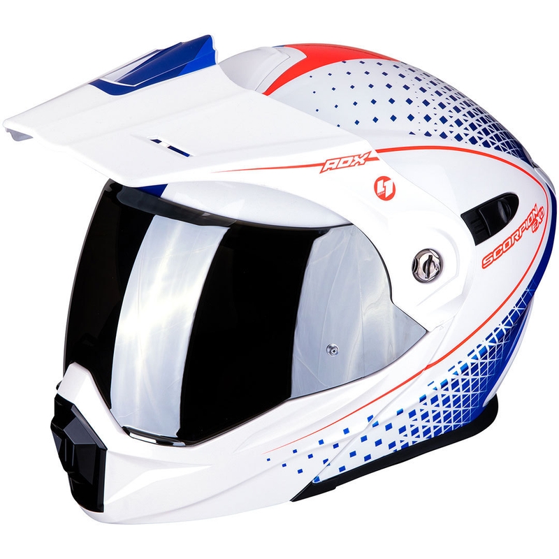 Eduro čelada Scorpion ADX-1 Horizon bela-rdeča-modra razprodaja